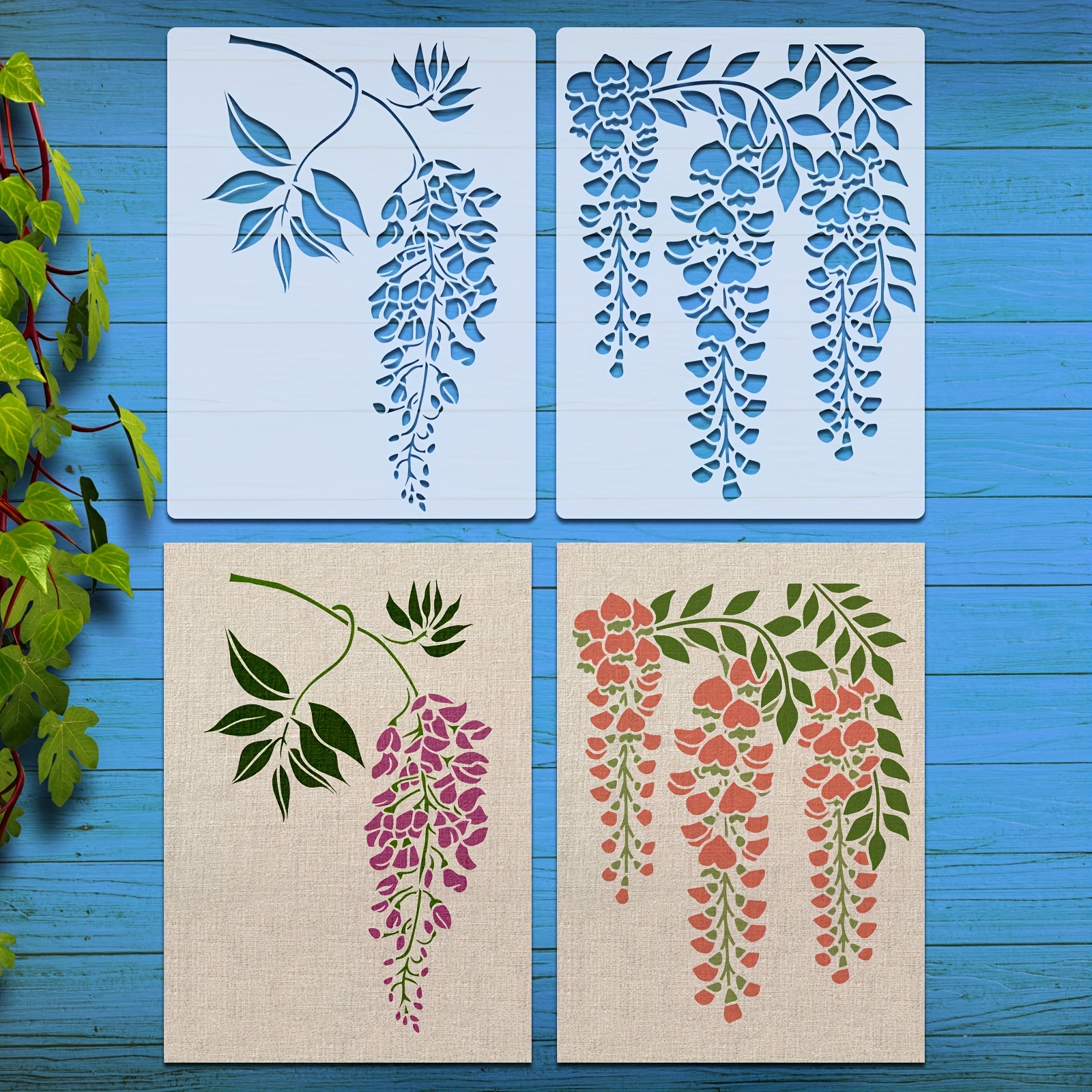 Large Wall Leaf Stencils for Painting on Wood Canvas 12x16 Inch