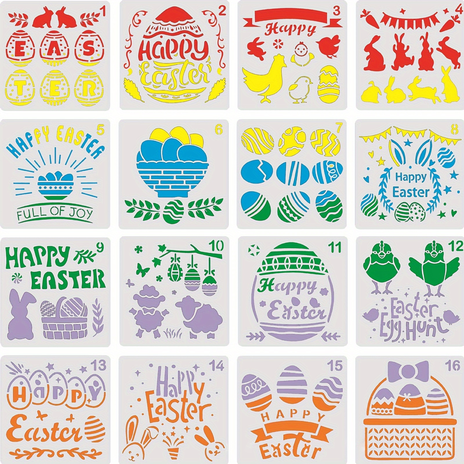 16 Pcs Easter Stencils for Painting 5 Inch, Easter Stencils for Kids,  Reusable Bunny Egg Carrot Stencils Templates for Easter Decoration, Easter  Party