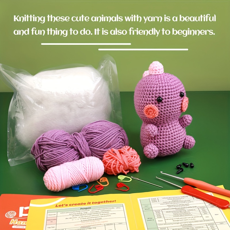 Purple Dinosaur Crochet Kit for Beginners