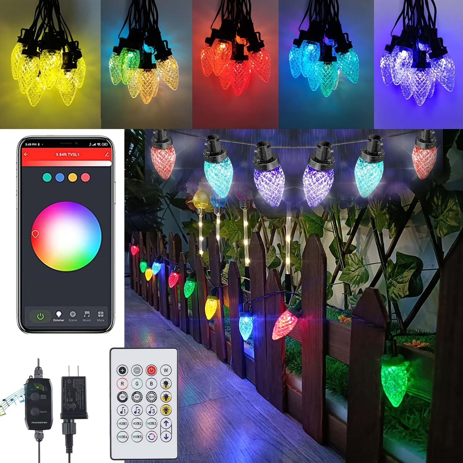 C9 Christmas String Lights Outdoor 30 Led 50 Led Waterproof - Temu