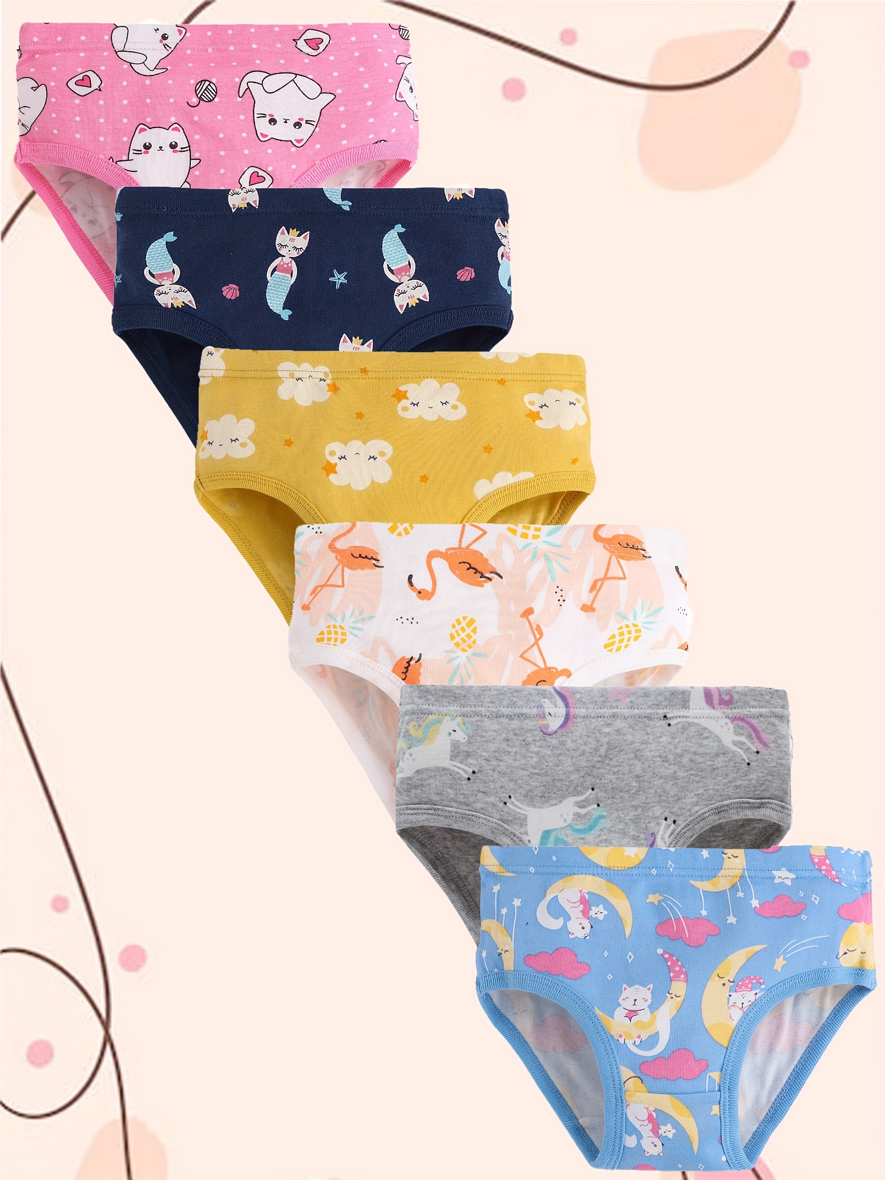 SMY Kids Girls Underwear Cartoon Animal Print Cotton Teen Girls Panties 2-12  Years Kids Shorts (4 PCS)