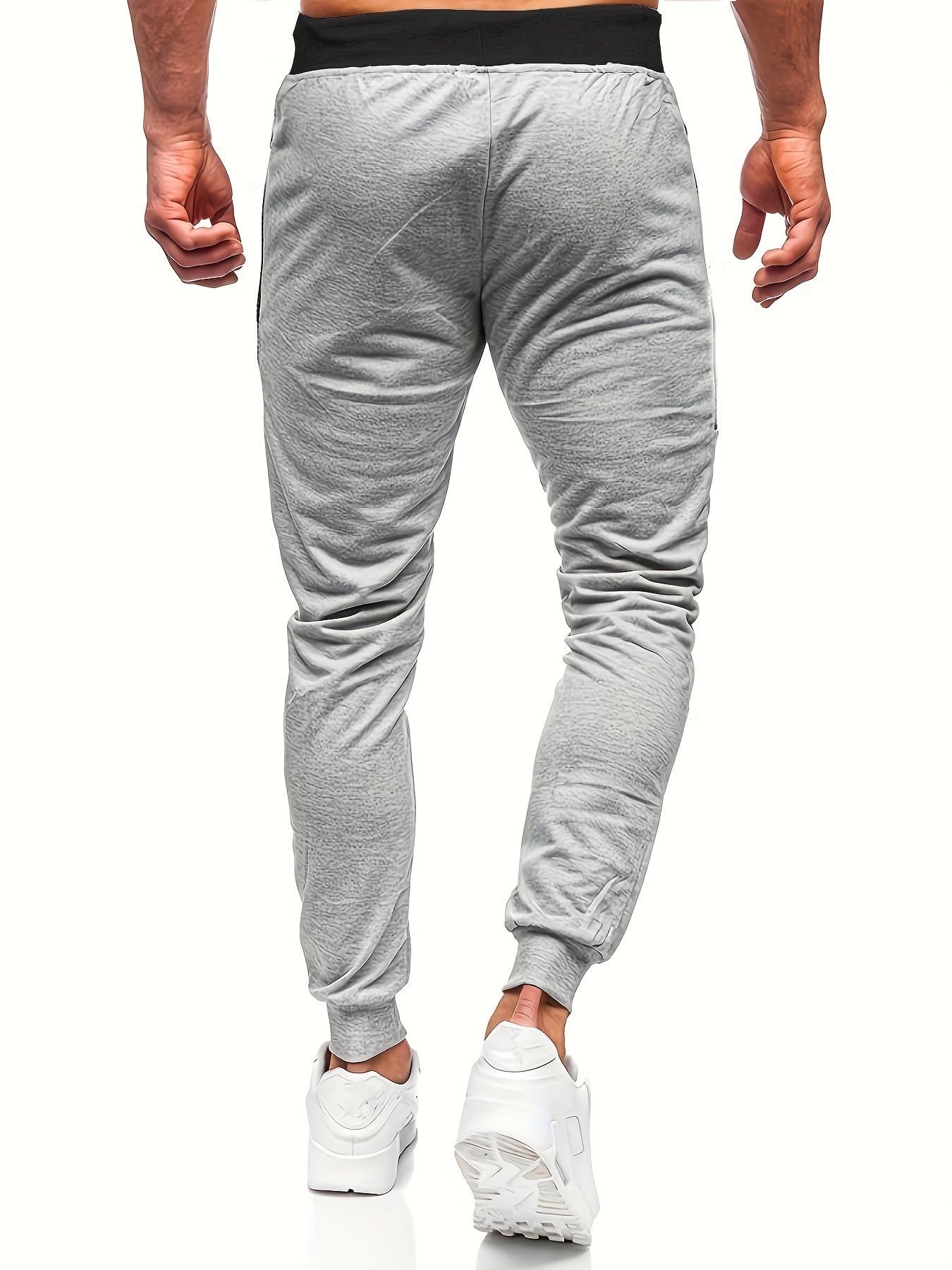 Pantalones jogger casuales para hombre, con cordón con bloques de colores y  bolsillos