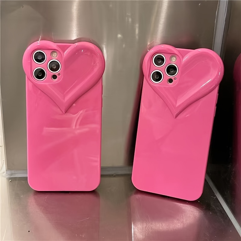 Elegant 3d Love Heart Phone Case Iphone 15/ - Temu