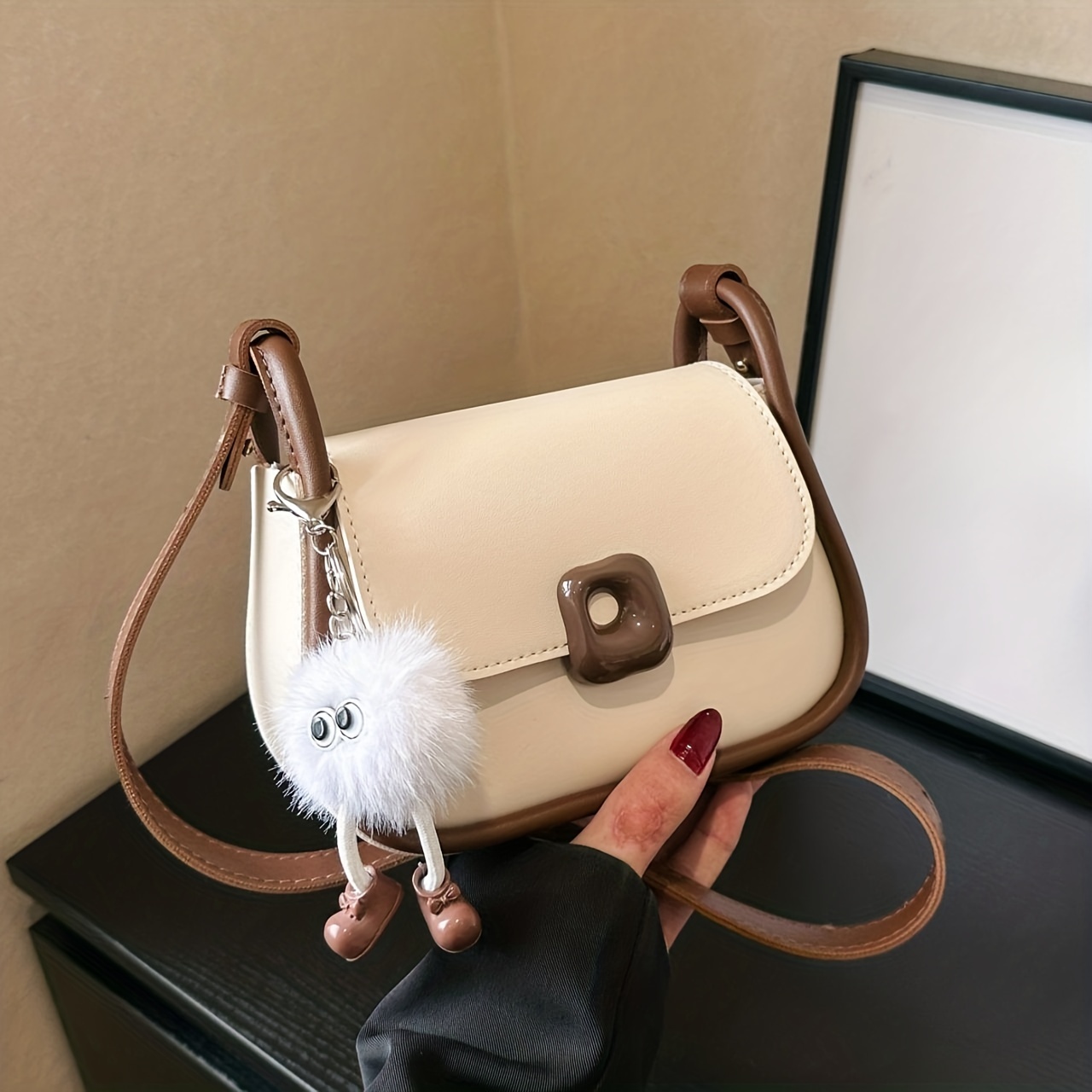 Cute Cartoon Character Design Leather Shoulder Bags Women Creative Small  Crossbody Hand Bag Chains Clutch Purse