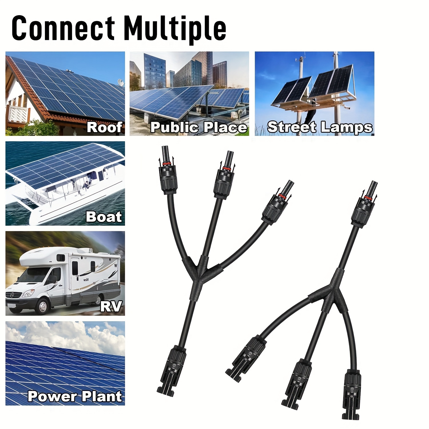 Paire de connecteurs Y MC4 pour panneaux solaires en parallèle