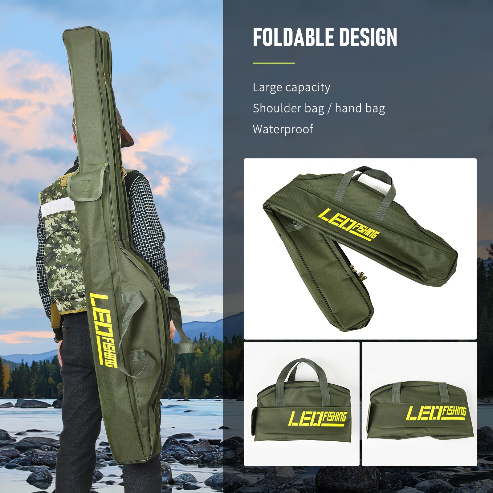 Foldable Pole Bag Large Capacity Oxford Cloth Rod Bag - Temu