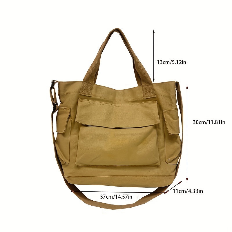 Casual Canvas Messenger Bags Women Large Capacity Shoulder Handbag (Yellow)