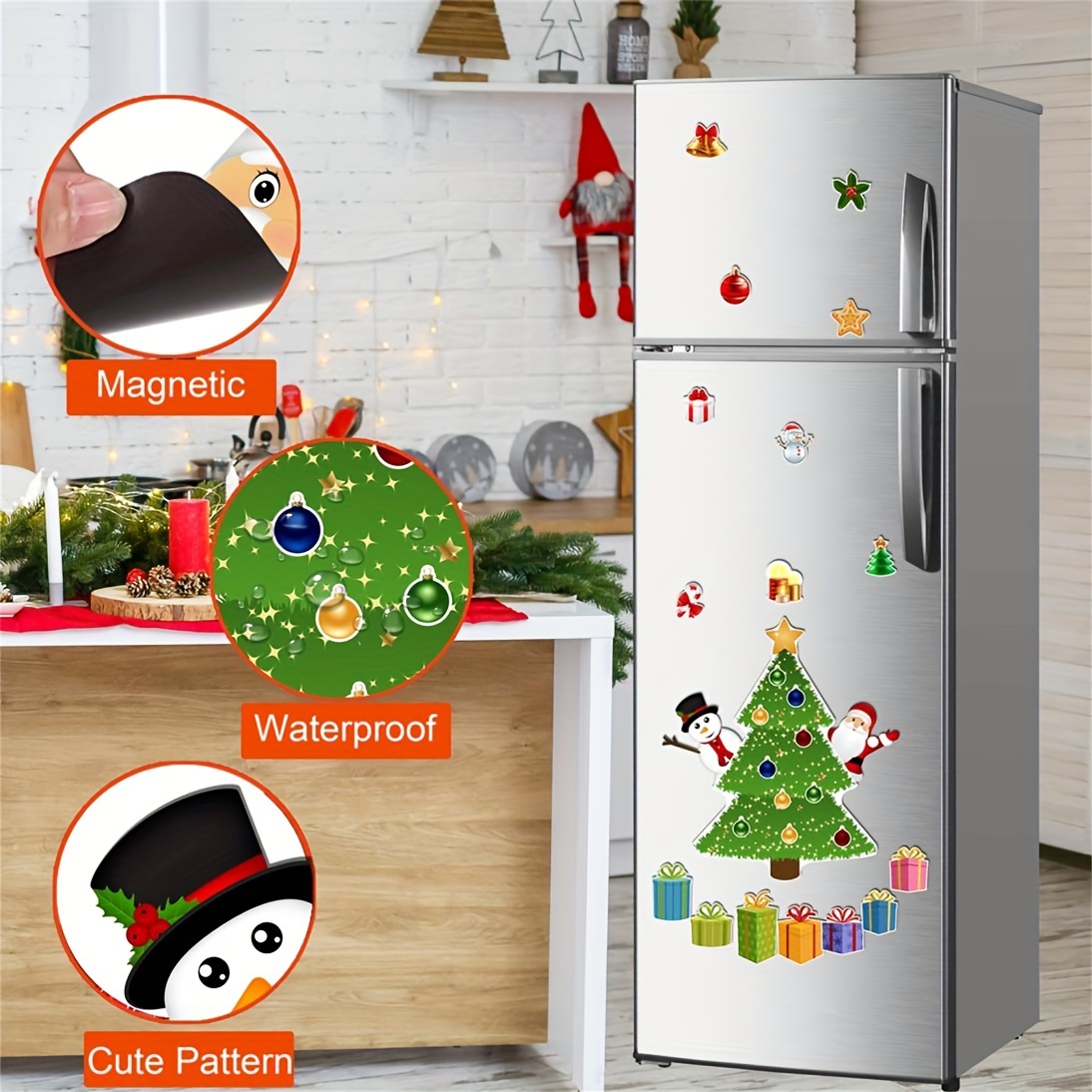 Christmas Refrigerator Magnets Set Christmas Snowman - Temu