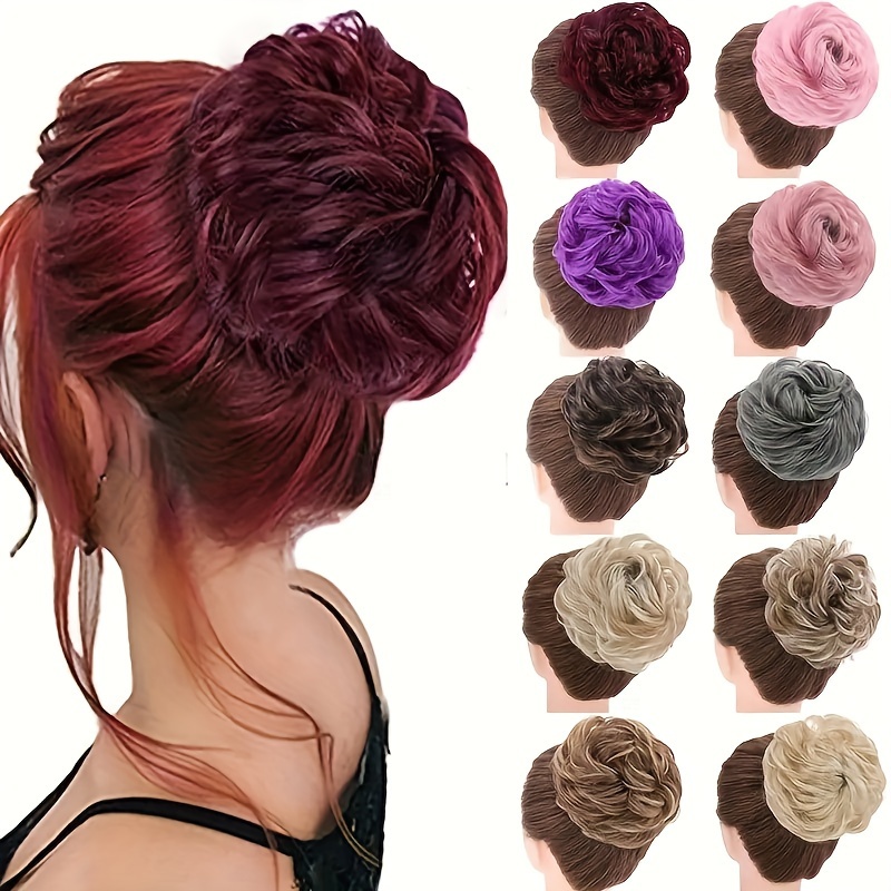 Women s Messy Curly Hair Bun Thick Updo Scrunchie Synthetic Temu