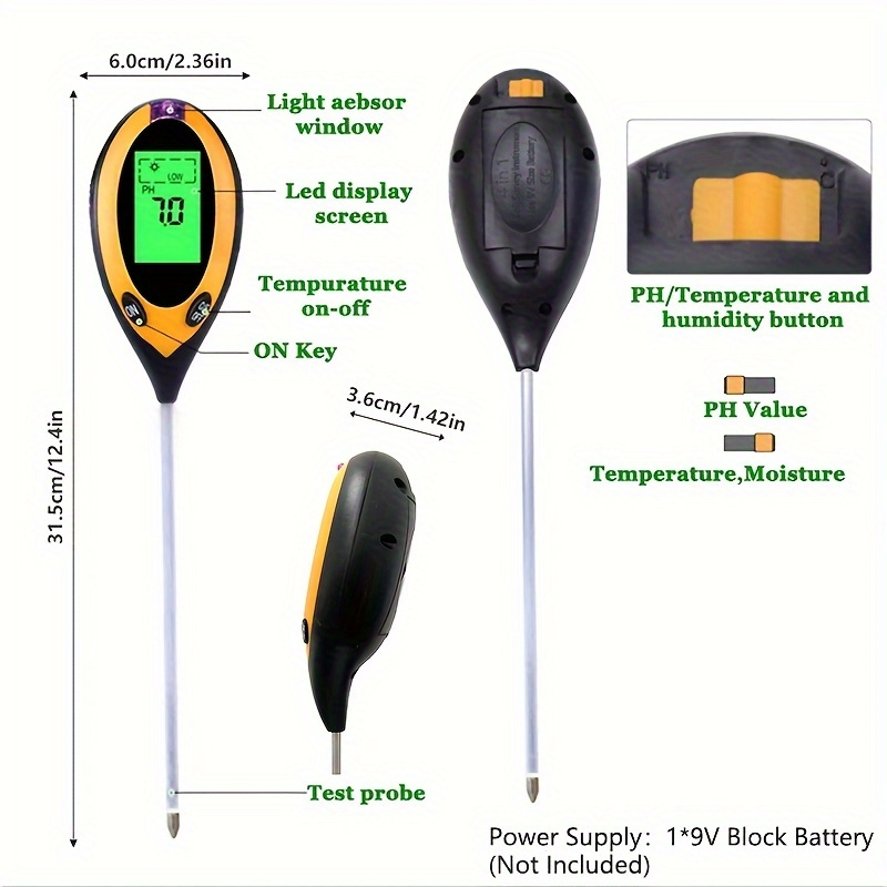 1pc 4 in 1 Rilevatore Suolo Temperatura Luce Misuratore - Temu Switzerland