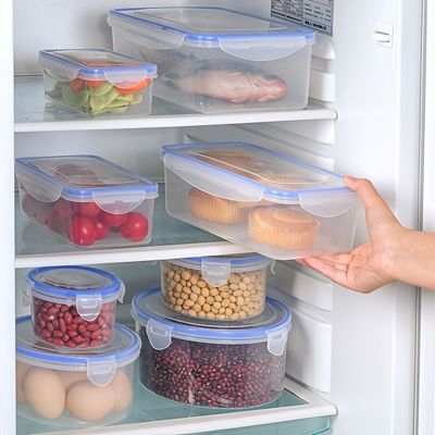 1/4pcs Multi-functional Airtight Plastic Storage Box, Refrigerator Storage Bowl, Microwave Heating Lunch Box, Food Storage Box, Airtight Box