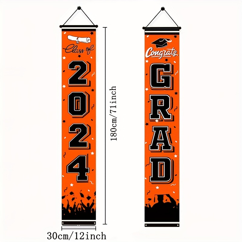 1pc,2024 Graduation Decorations,Class Of 2024 Graduation Banner Porch  Sign,For Grad Party Supplies,Graduation Party Decorations