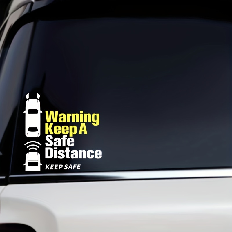 Car Warning Stickers Pay Attention To The Distance Car - Temu