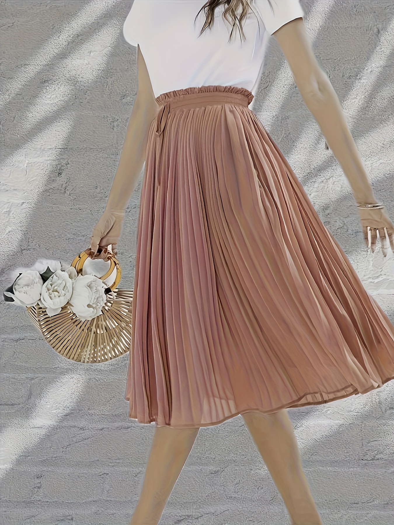 Pleated Long Skirt Loose Casual Skirt Spring Summer Women's - Temu