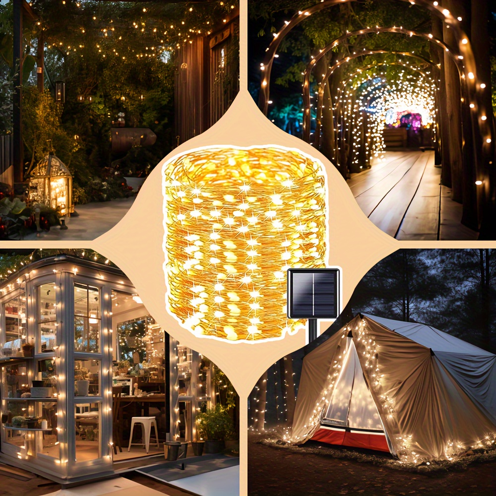 Chaîne de lumières de camping en plein air, Tente de lumières de chaîne  solaire