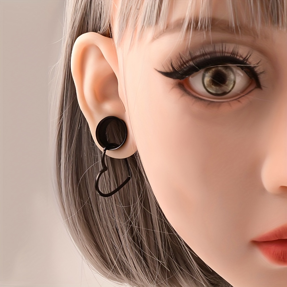 2pcs hollow love heart dangle double flared ear plugs Temu