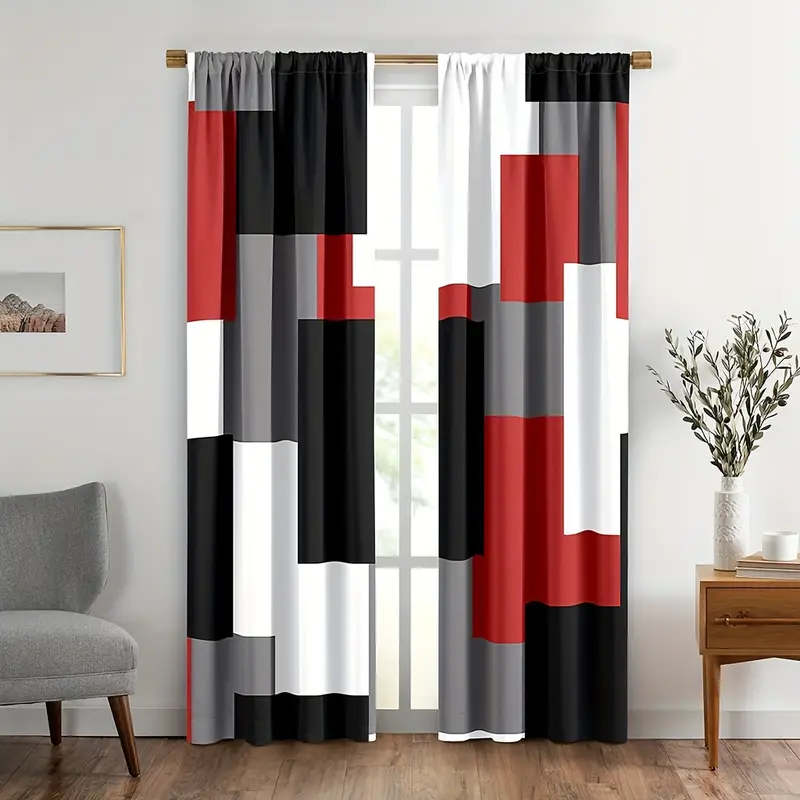 Tende rosse grigie e nere per soggiorno camera da letto tenda