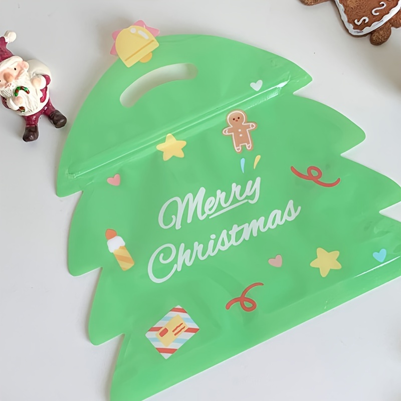 10Pcs Christmas Ziplock Bag Plastic Cartoon Candy Gift Ziplock Packaging  Bag Christmas Tree Elk Cookies Snack Storage Bags