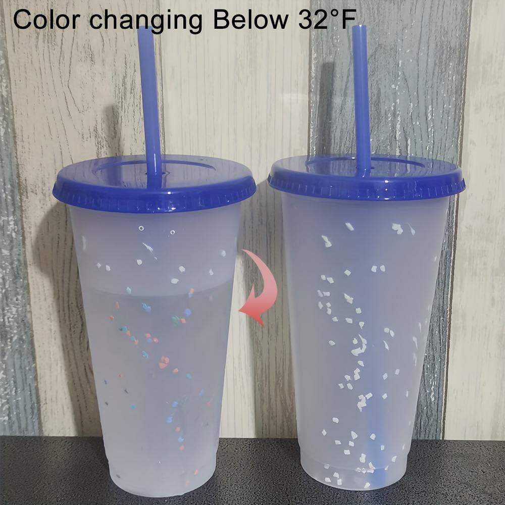 Christmas Tumbler Cup with Lid and Straw Magical Color Changing holds 24 oz  of Ice Cold Coffee and Drinks