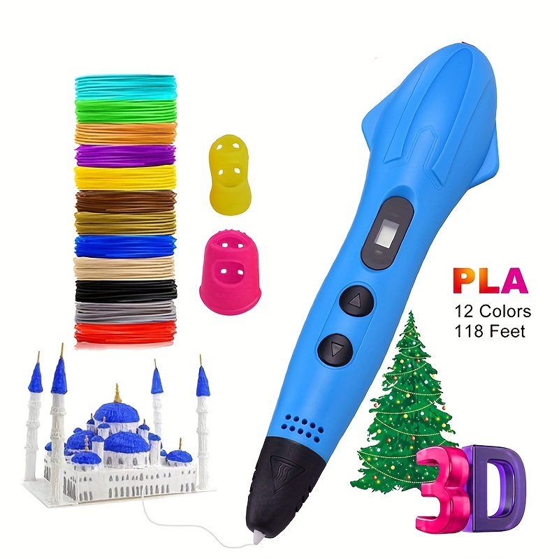 Bolígrafo 3D con filamento inteligente, bolígrafo de impresión 3D, 12  colores, Compatible con PLA y ABS, pantalla LCD, bolígrafo con filamento  3D
