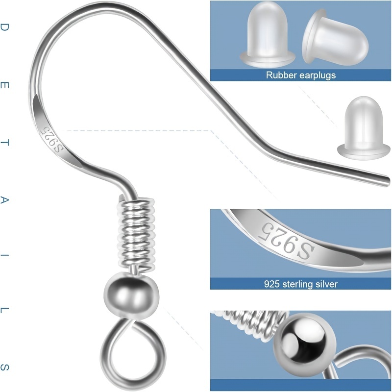10pcs 925 Sterling Silver Ear Hooks & Pendants, Diy Handmade Jewelry Making  Supplies