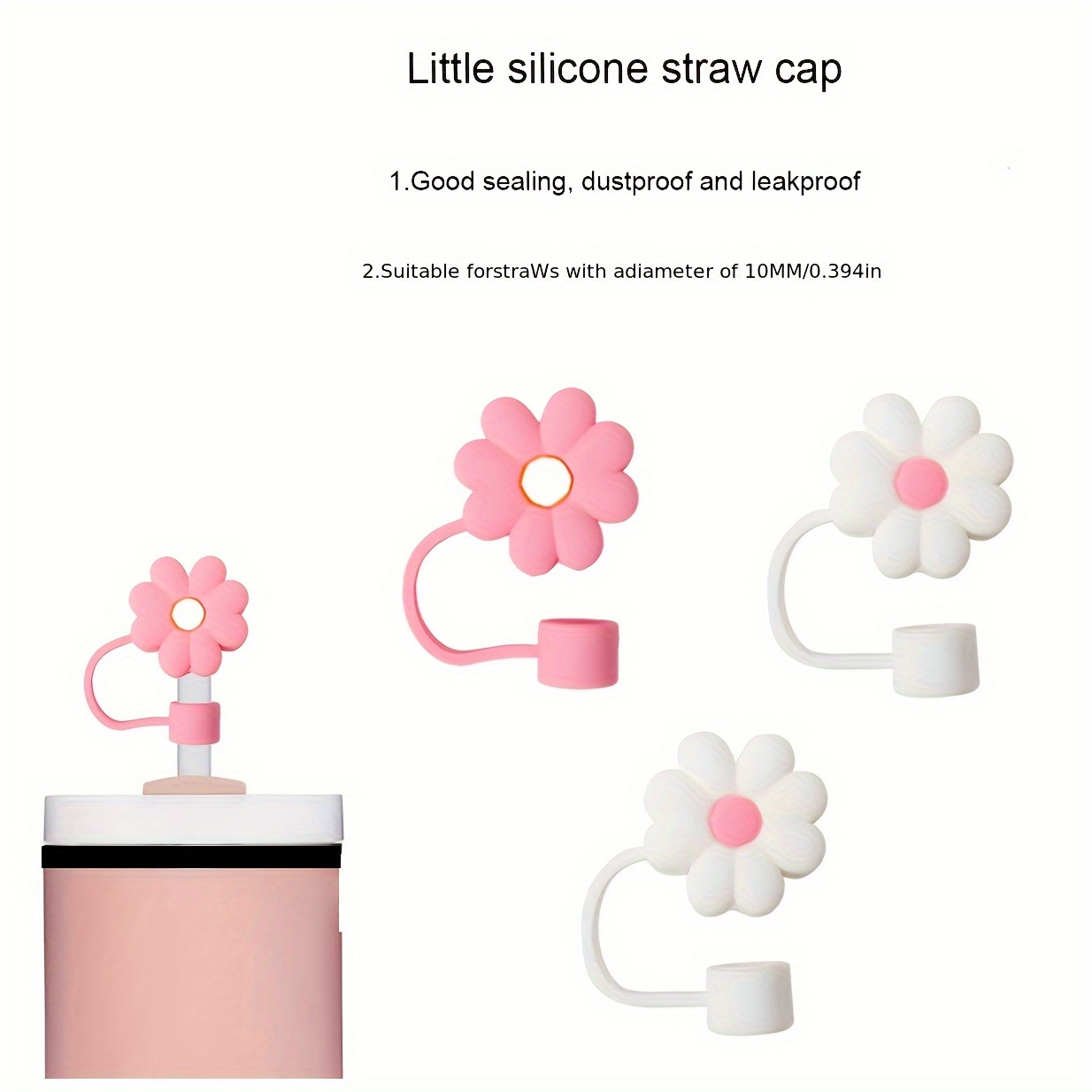 Silicone Straw Covers Cute Cartoon Reusable Straw Stoppers - Temu