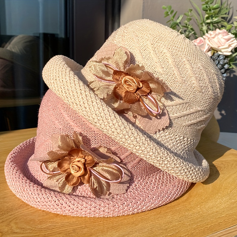 Women's Beach Sunscreen Straw Hat Dotted Twilly Scarf Decor - Temu Canada