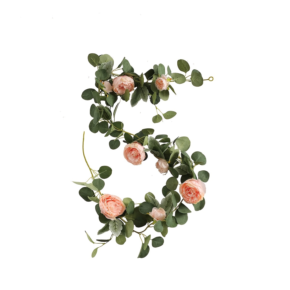 MISSPIN Guirnalda de hojas de eucalipto y sauce de 8 pies con flores  artificiales, peonía, rosa, vid, vegetación, planta decorativa para colgar  en la