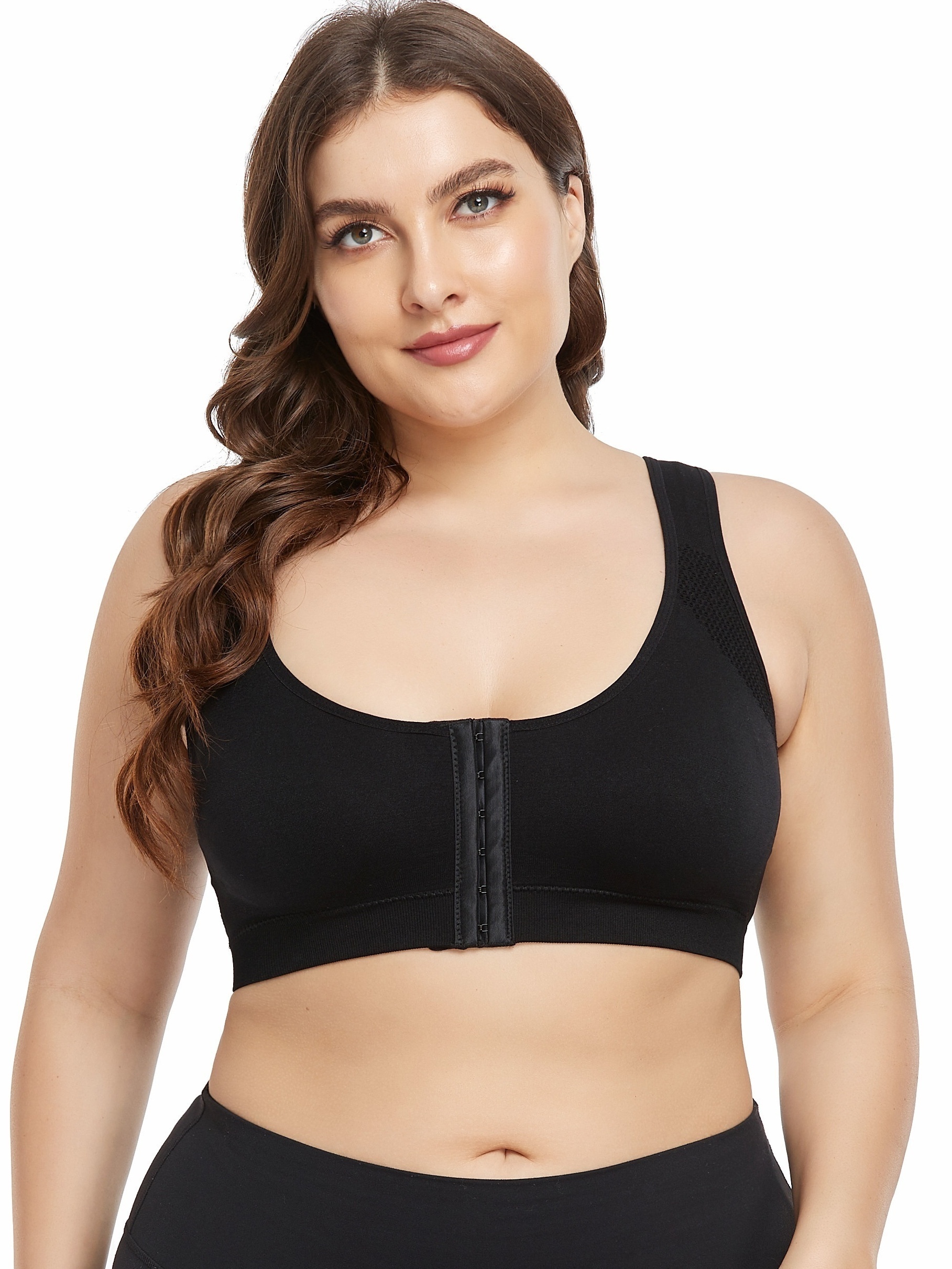 Front Buckle Mesh Sports Bras Comfy Breathable Wireless - Temu Canada
