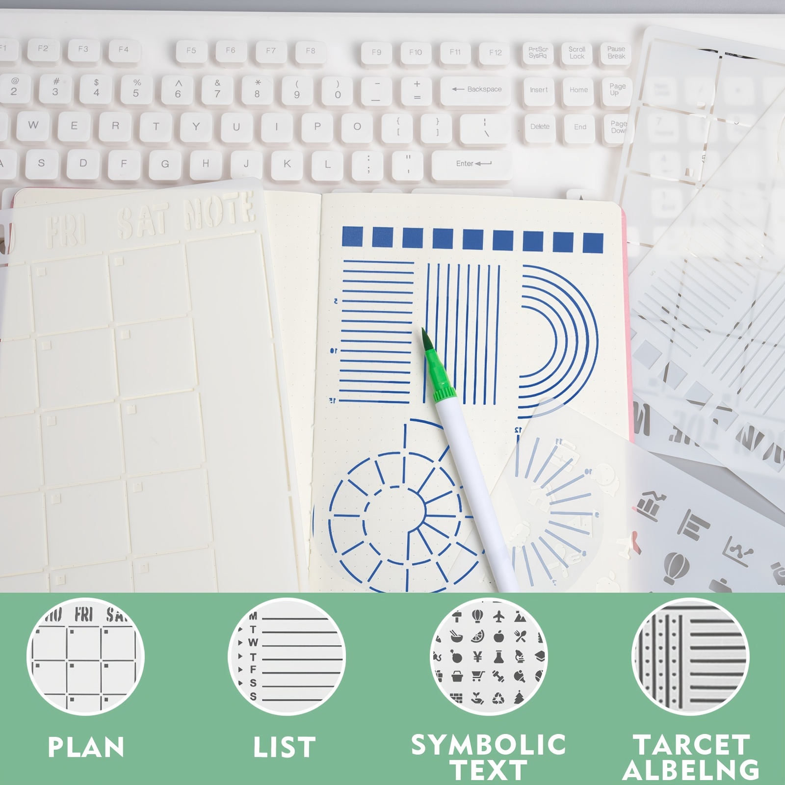 Mchoice 20 PCS Journal Stencil Plastic Planner Set for Journal Notebook  Diary Scrapbook DIY Drawing Template Journal Stencils 4x7 Inch 
