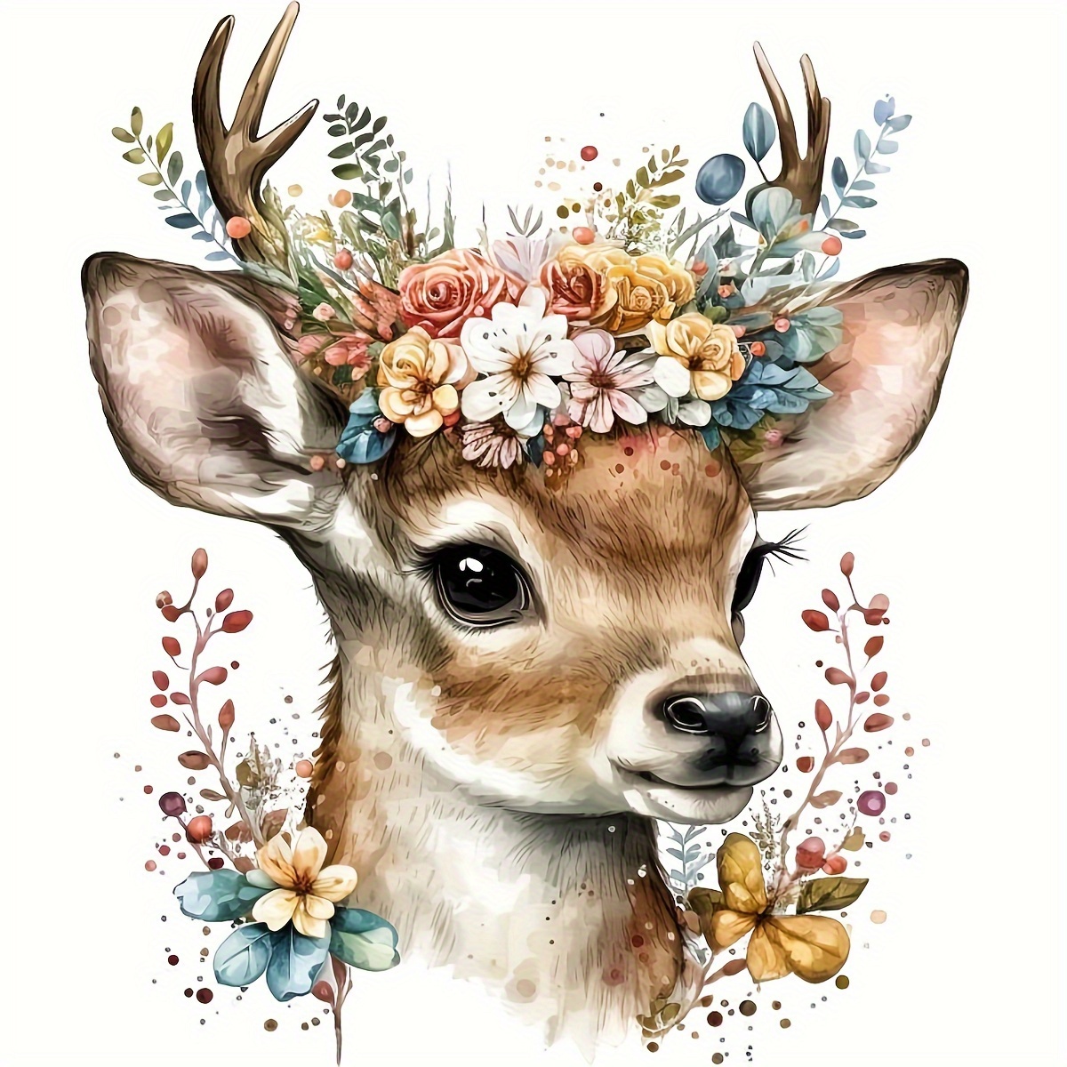 Cute Deer Full Round Artificial Diamond Painting Kits 5d Art - Temu