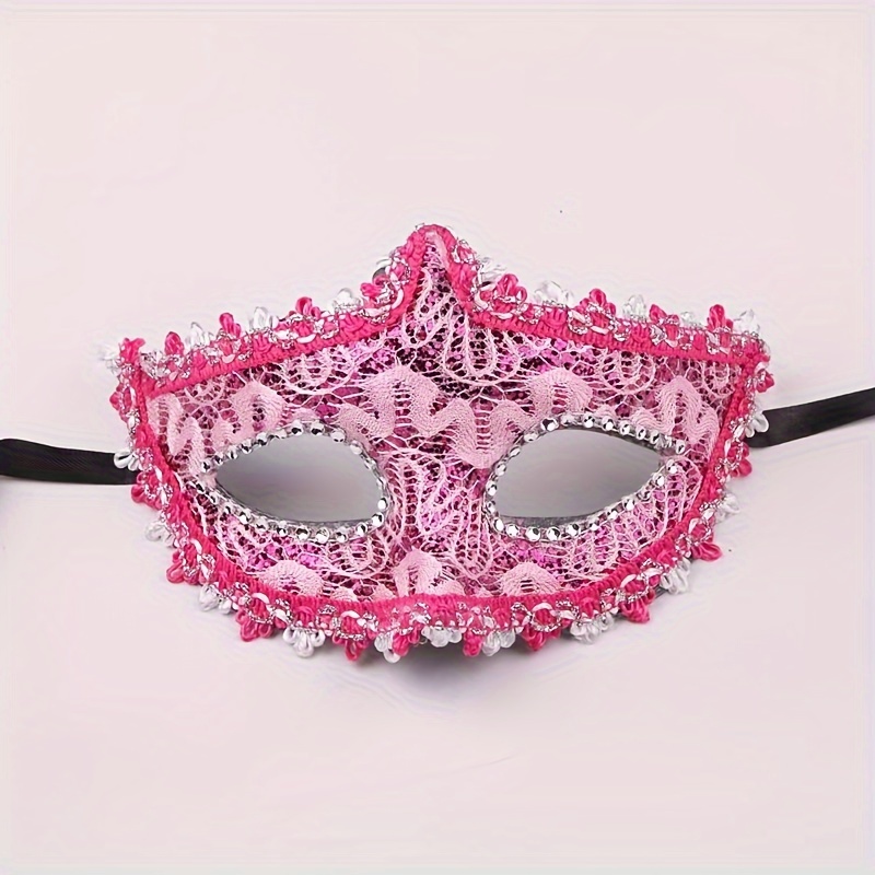 1pc Sparkly Rhinestones Mesh Mask, Masquerade Sheer Crystal Halloween Mask  For Girls