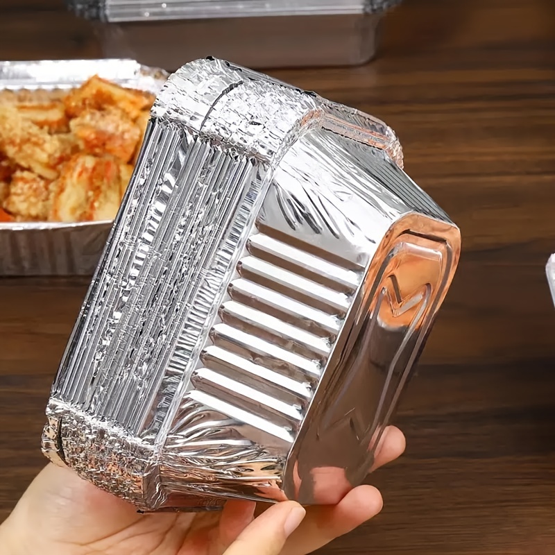 10pcs Rectangle Shaped Disposable Aluminum Foil Pan Take-out Food