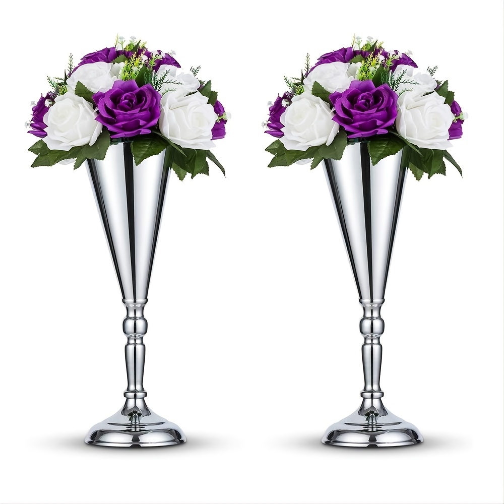 Vasi in Vetro Trasparente a Cono Alto Decorativi per Tavolo, con Strisce, per Fiori e Centrotavola Matrimonio