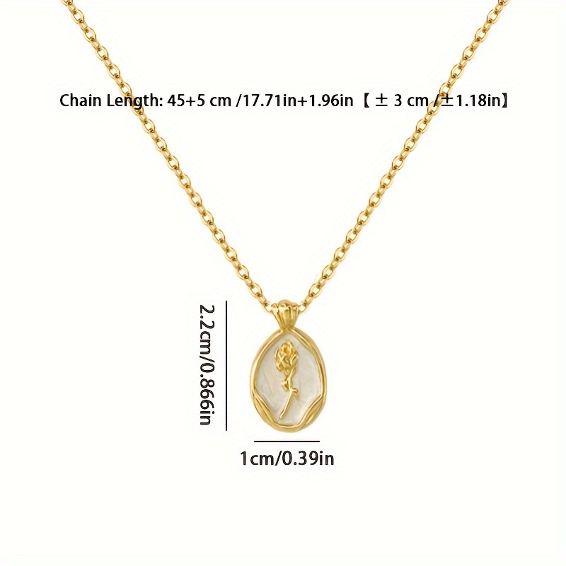 Women's Rose Oval Pendant Necklace, K Plated Bridal Wedding Gift