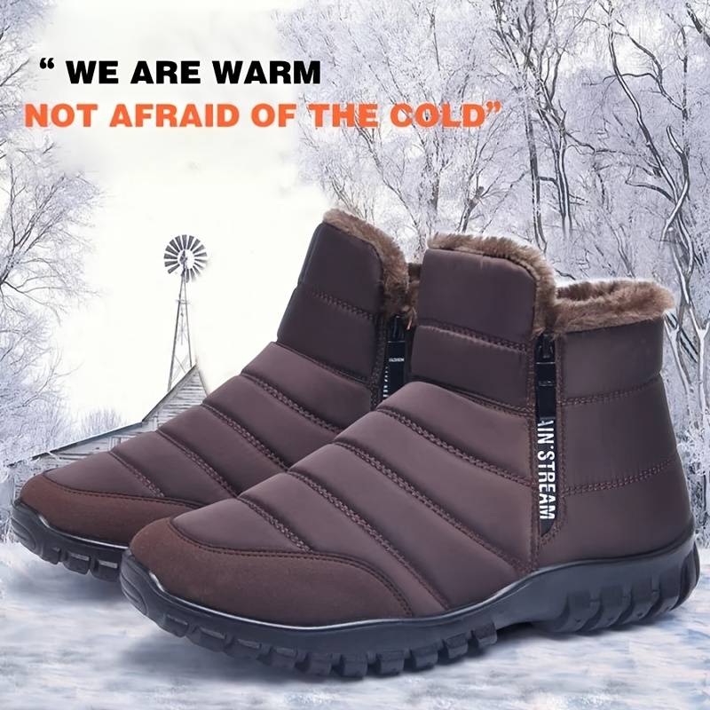 Bottes D'hiver Homme Sans Lacets - Chaussures Chaudes Antidérapantes, Légères Et Confortables Pour Loisirs