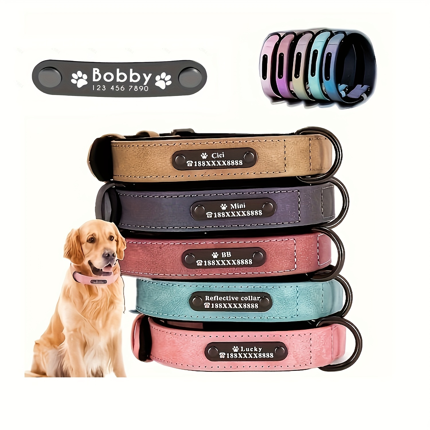 Personalized Dog Collars, Customized Handwoven Tender Green Reflective Pet  Collar, With Artificial Diamond Letter Pet Name, Up To 6 Letters, Suitable  For Large, Medium And Small Dogs - Temu