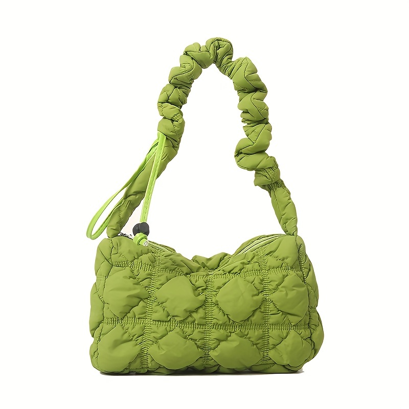 Puffer Quilted Crossbody Bag, Cloud Ruched Shoulder Bag, Trendy Padded  Nylon Hobo Bag