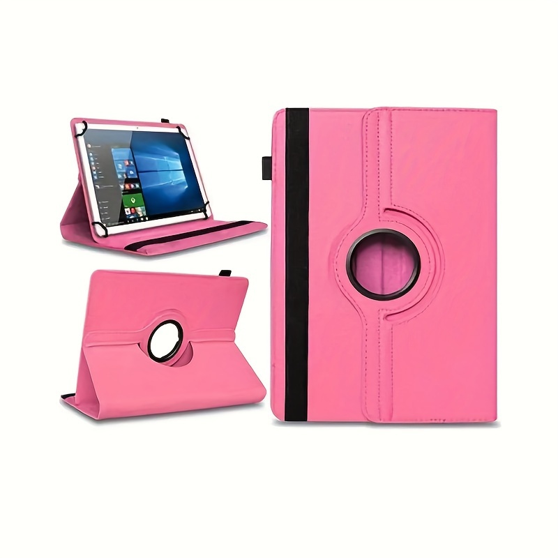 10inch Tablet Case Cover - Universal Leather Stand Case Folio Cover Magic  Leather 360° Rotating Case Fits for ALL 10 Inch & 10.1 Inch Android  Tablets tab + Stylus Pen (PINK CASE