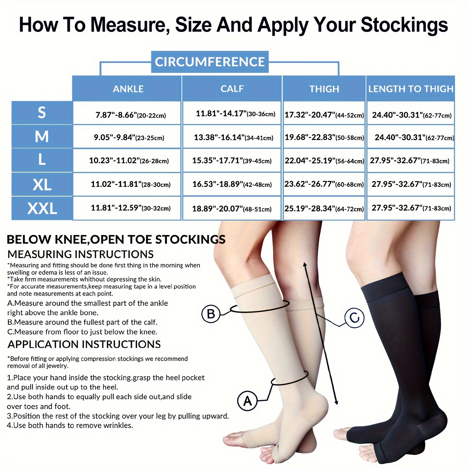 MD 23-32mmHg Microfiber Opaque Compression Stockings Open-Toe Firm Sup– All  About Socks