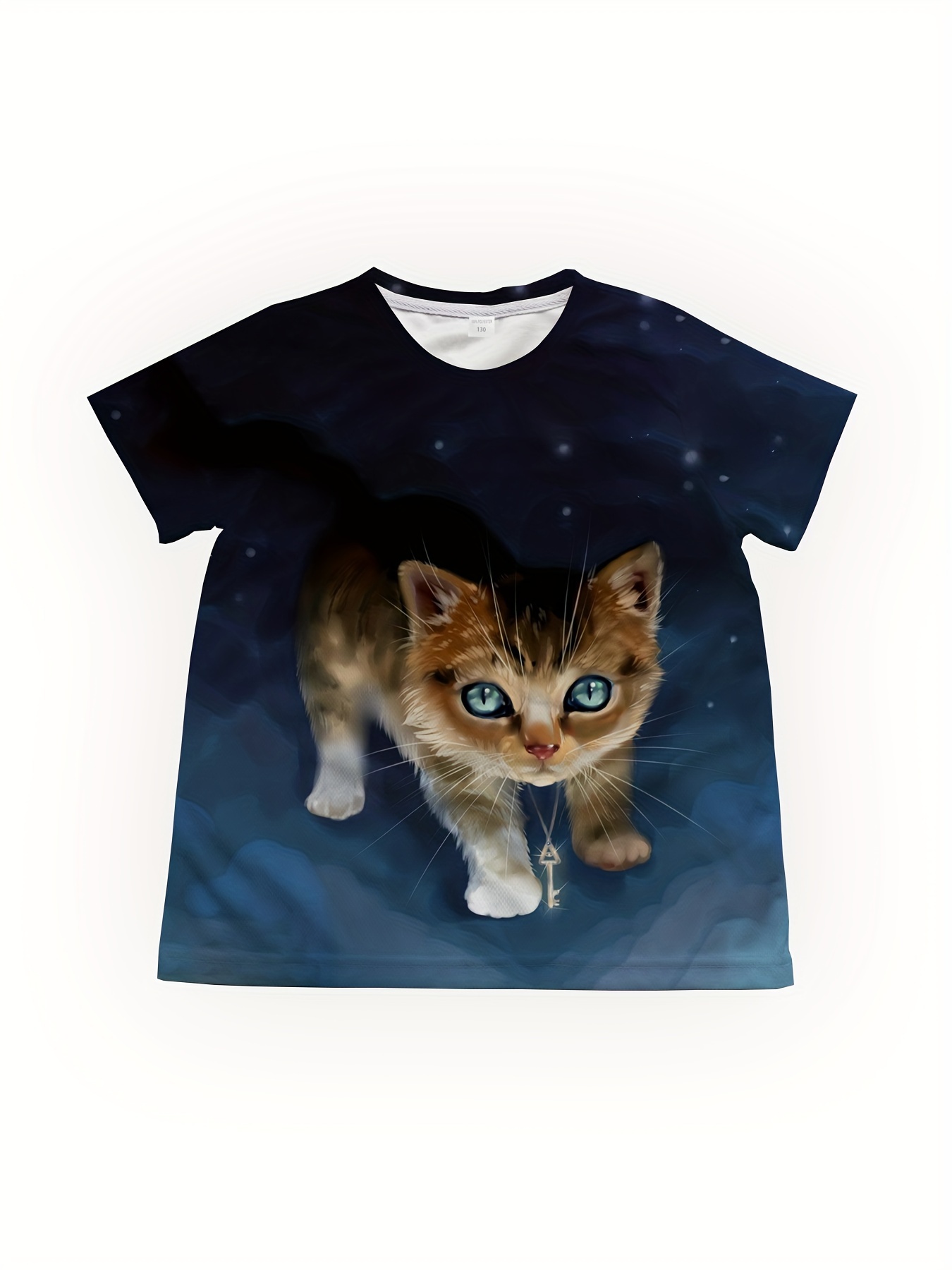 Kids 3D Print Graphic Tees Funny Cat Short Sleeve Comfy T-Shirt For Youth  Boys