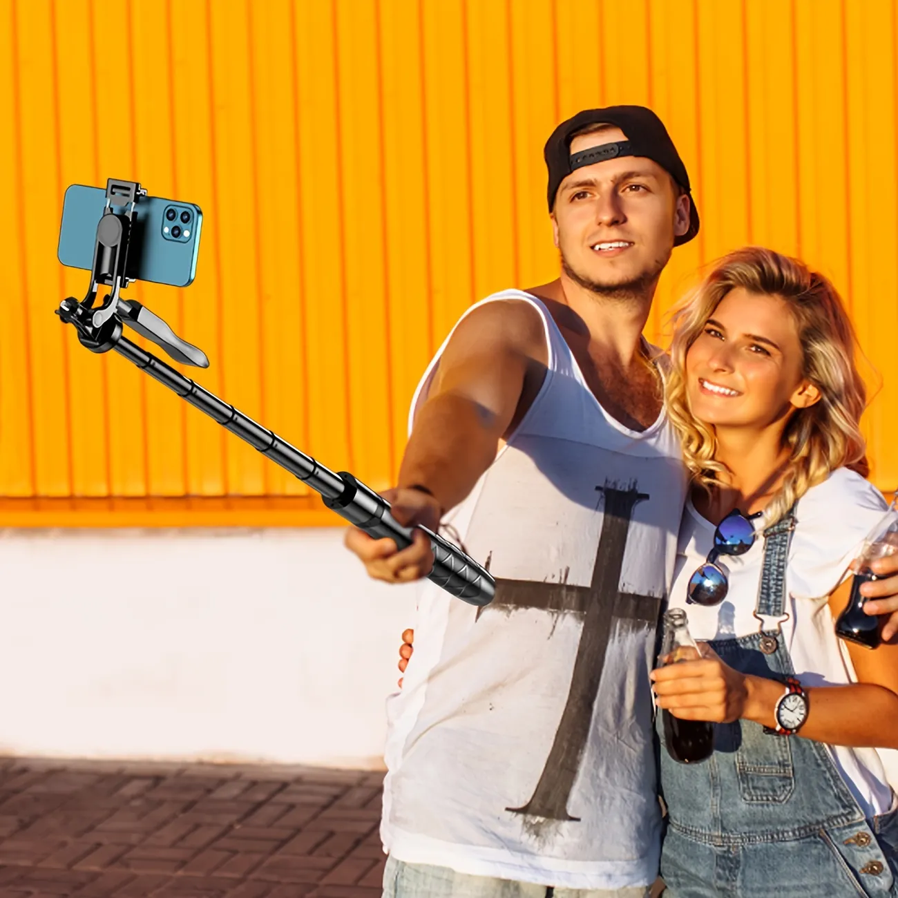 Selfie Stick Tripod, All In One Extendable Phone Tripod Stand With Wireless Remote 360° Rotation For Iphone And Android Phone Selfies, Video Recording, Vlogging, Live Streaming, Aluminum,black
