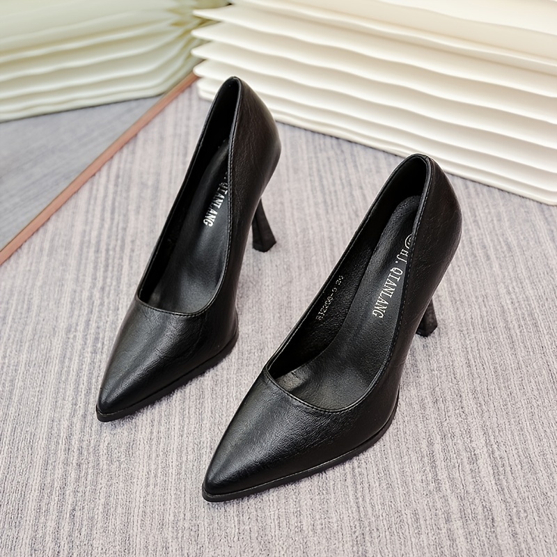 Women's Pointed Toe Stiletto Pumps, Sexy Black Soft Sole High Heels,  Women's Footwear