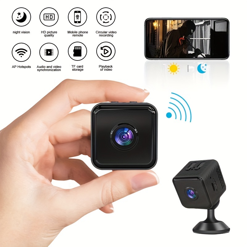  Cámara espía wifi más pequeña, cámara IP inalámbrica HD1080P  Wifi, cámara de vigilancia para monitor de bebé, 1.5 horas de tiempo de  batería con visión nocturna, detección de movimiento, para 
