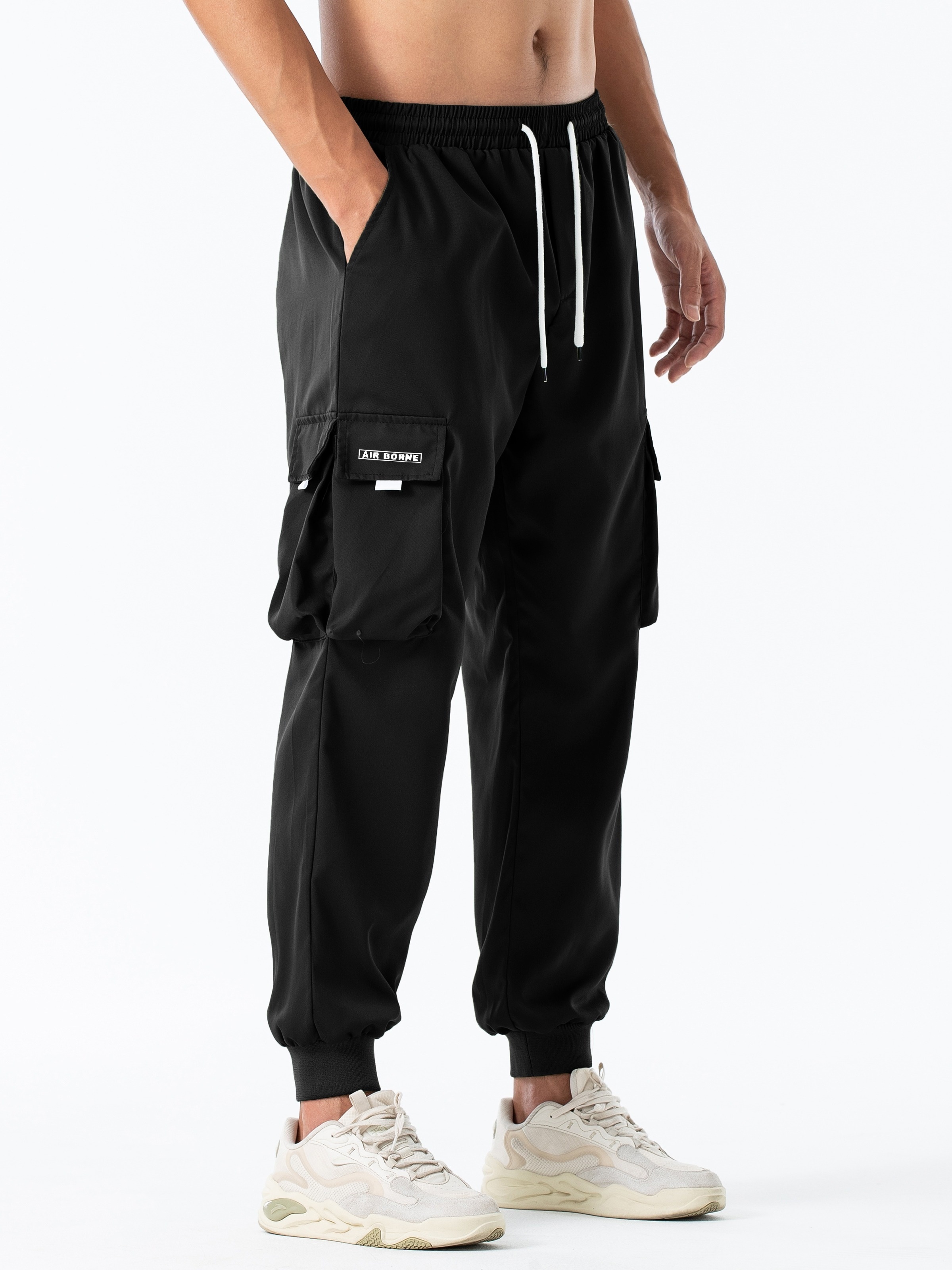 Trendy Drawstring Cargo Pants Men's Multi Flap Pocket - Temu Canada
