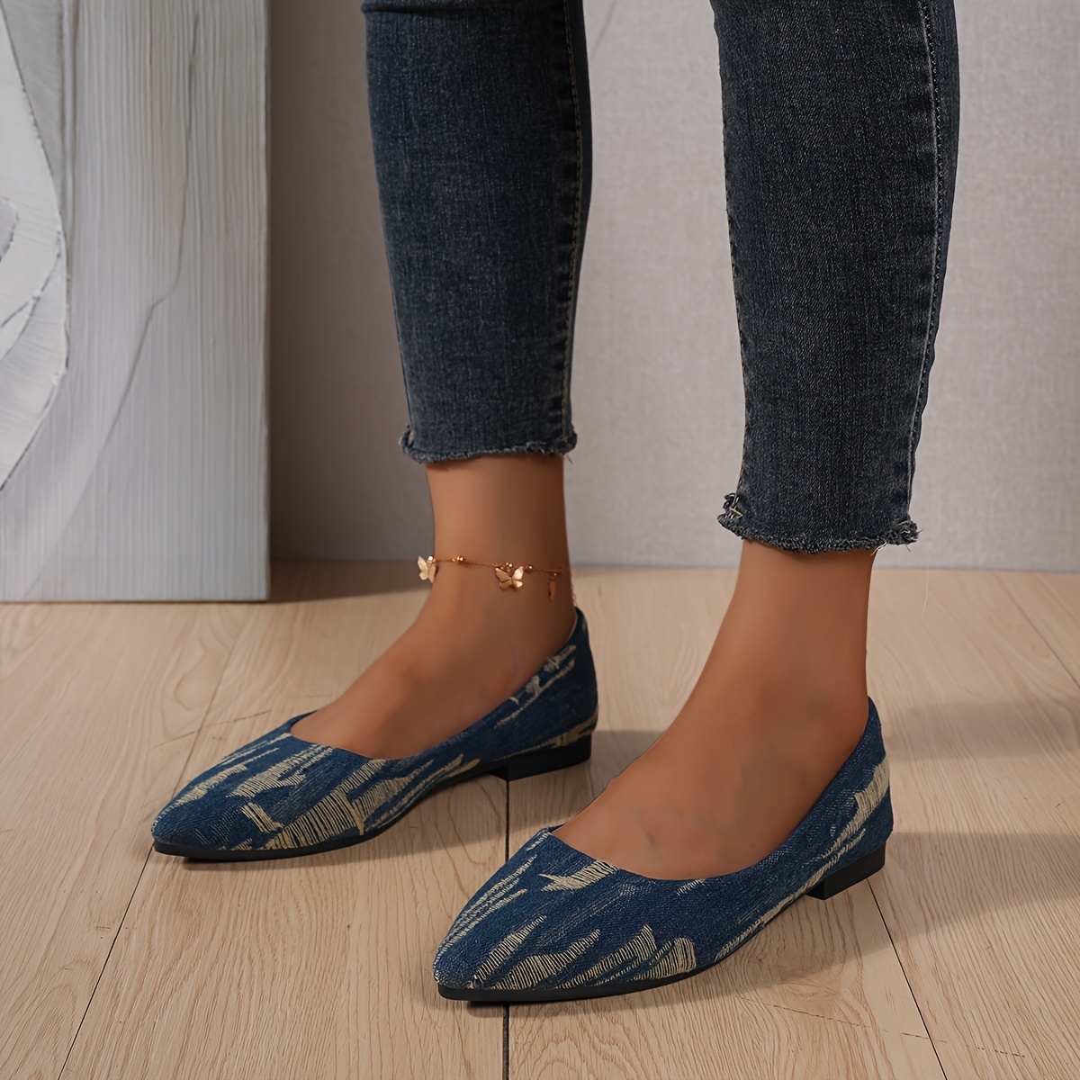 Women's Open Toe Denim Lace Up Slip On Shoes