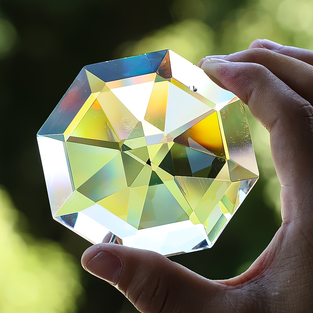 50mm Hexagonal Bipyramid Crystal Clear Pendant Prism Suncatcher 2