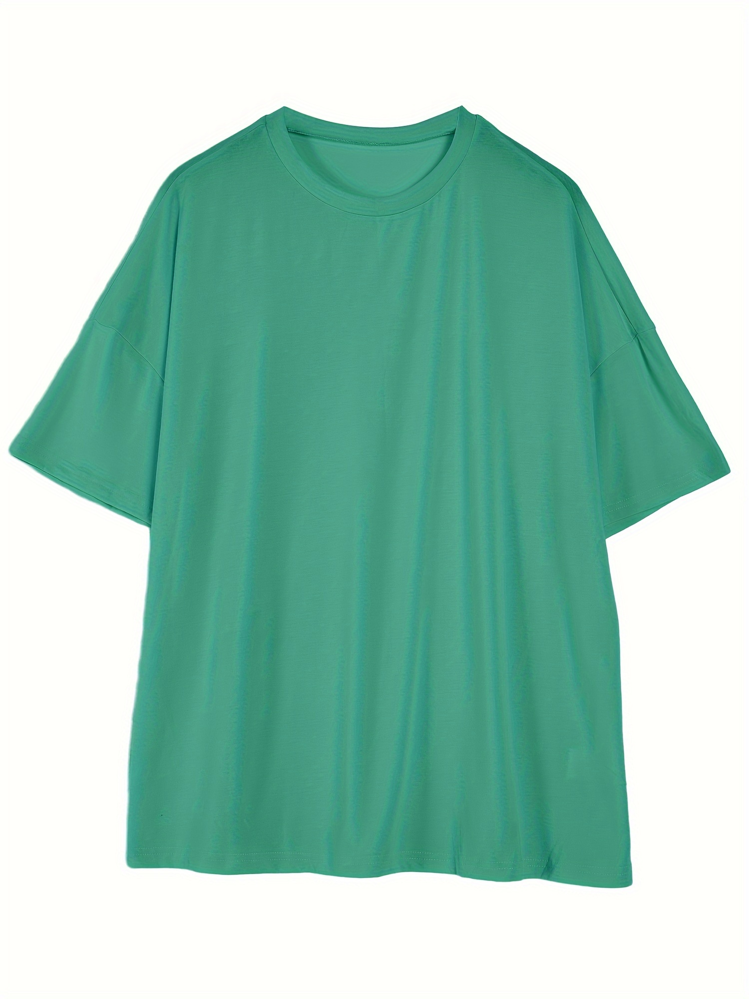 Lauweion Women Solid Basic Oversized T Shirt Short Sleeve Round