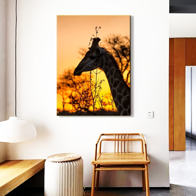 1pc Decorate Wall Poster, Wall Art Canvas Painting, Printed Painting  Colorful Giraffe Modern Wall Art Print On Canvas - Animal Picture Creative  Art Wo