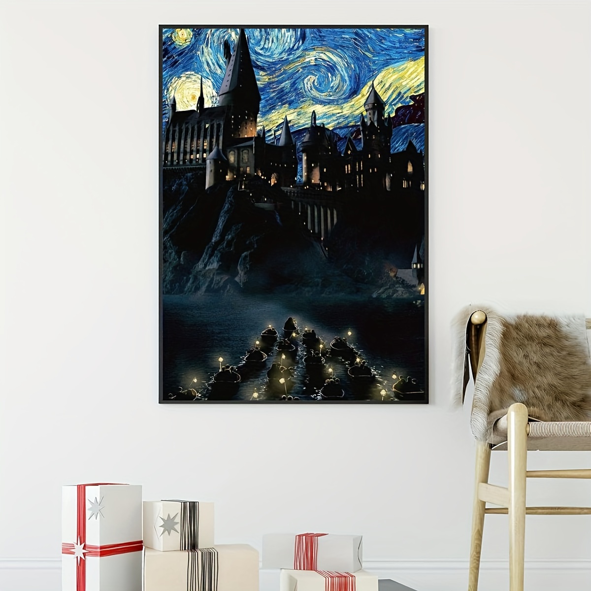 Completed 'Moon over Hogwarts' today! This has been my favorite diamond  painting I have done yet, swipe for a surprise! ✨ : r/diamondpainting